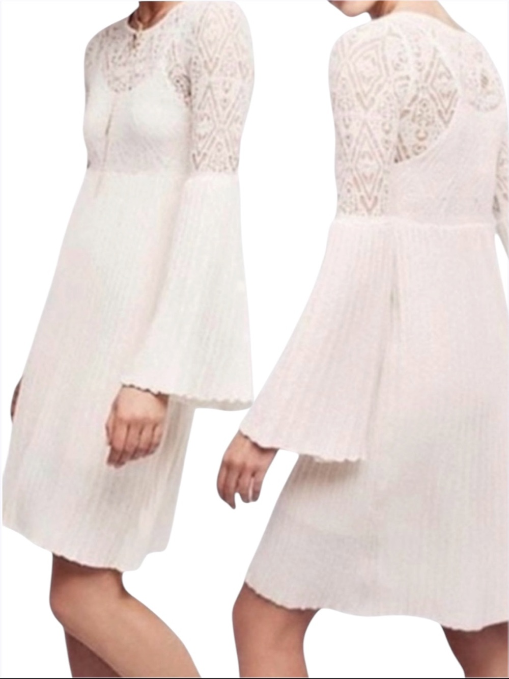 FLOREAT Lace Bell Sleeve Sweater Dress Fairy Dainty Coquette Angel Boho Size XSP